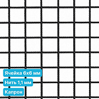 Антидроновая сетка 6х6 1,1 мм капроновая черная безузловая